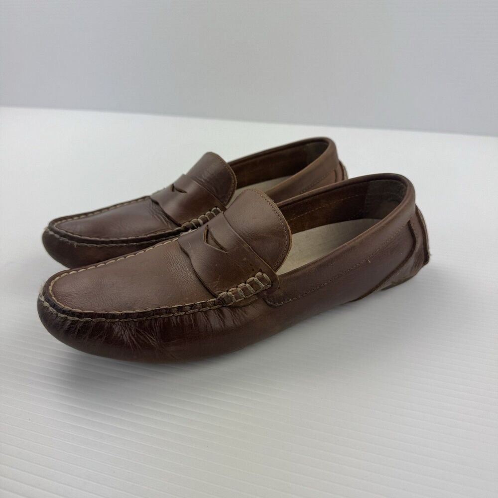 Sperry Mens 8W Brown Leather Penny Loafers Driving Moccasins Slip On Casual